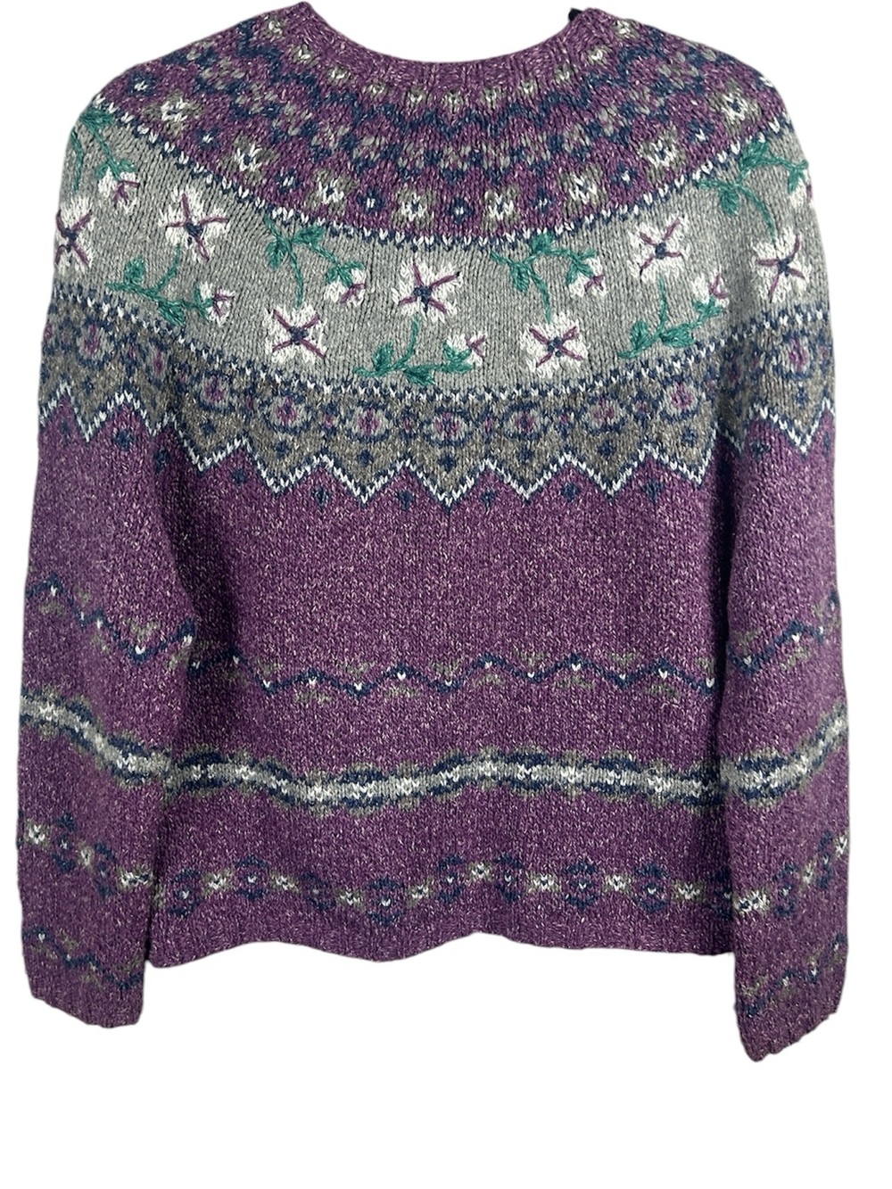 Northern Isles Vintage Purple Fair Isle Zip-Up Women's Sweater Size L - Picture 8 of 10